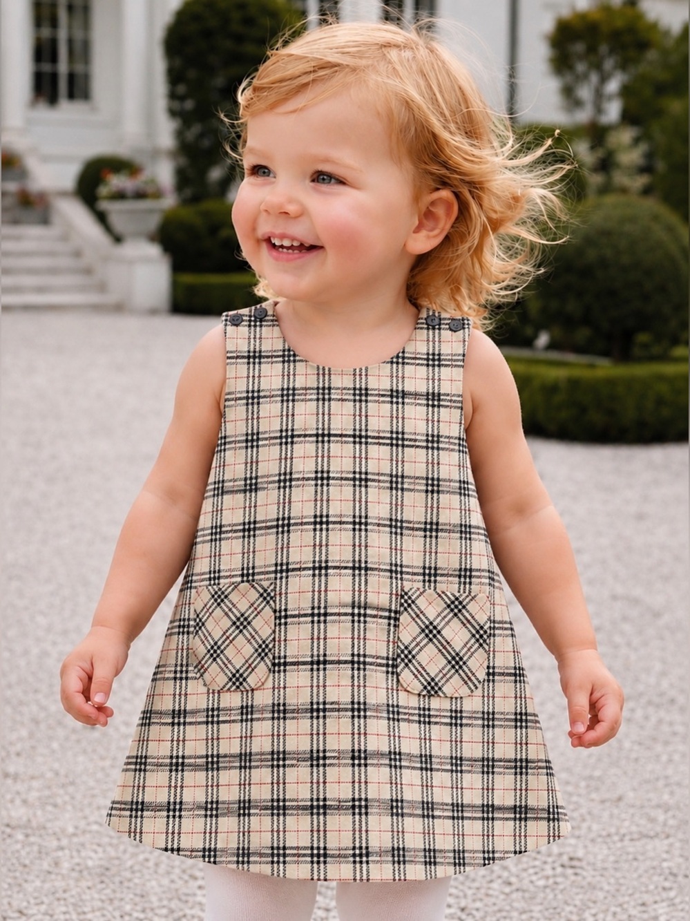 Burberry Iconic Nova Check Sleeveless Kangaroo Pocketed A Line Dress